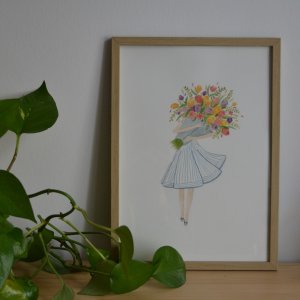 Affiche la jeune femme aux fleurs