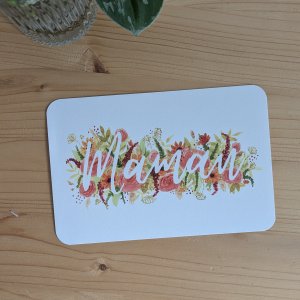 carte fleurie maman, peinte à l'aquarelle