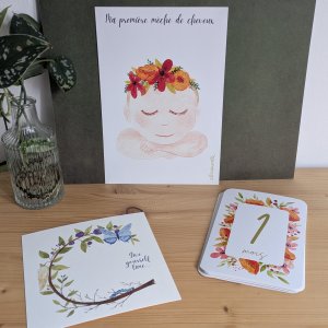 coffret doux souvenirs, coffret cadeau d'illustrations pour la fête des mères pour garder les premiers souvenirs de bébé