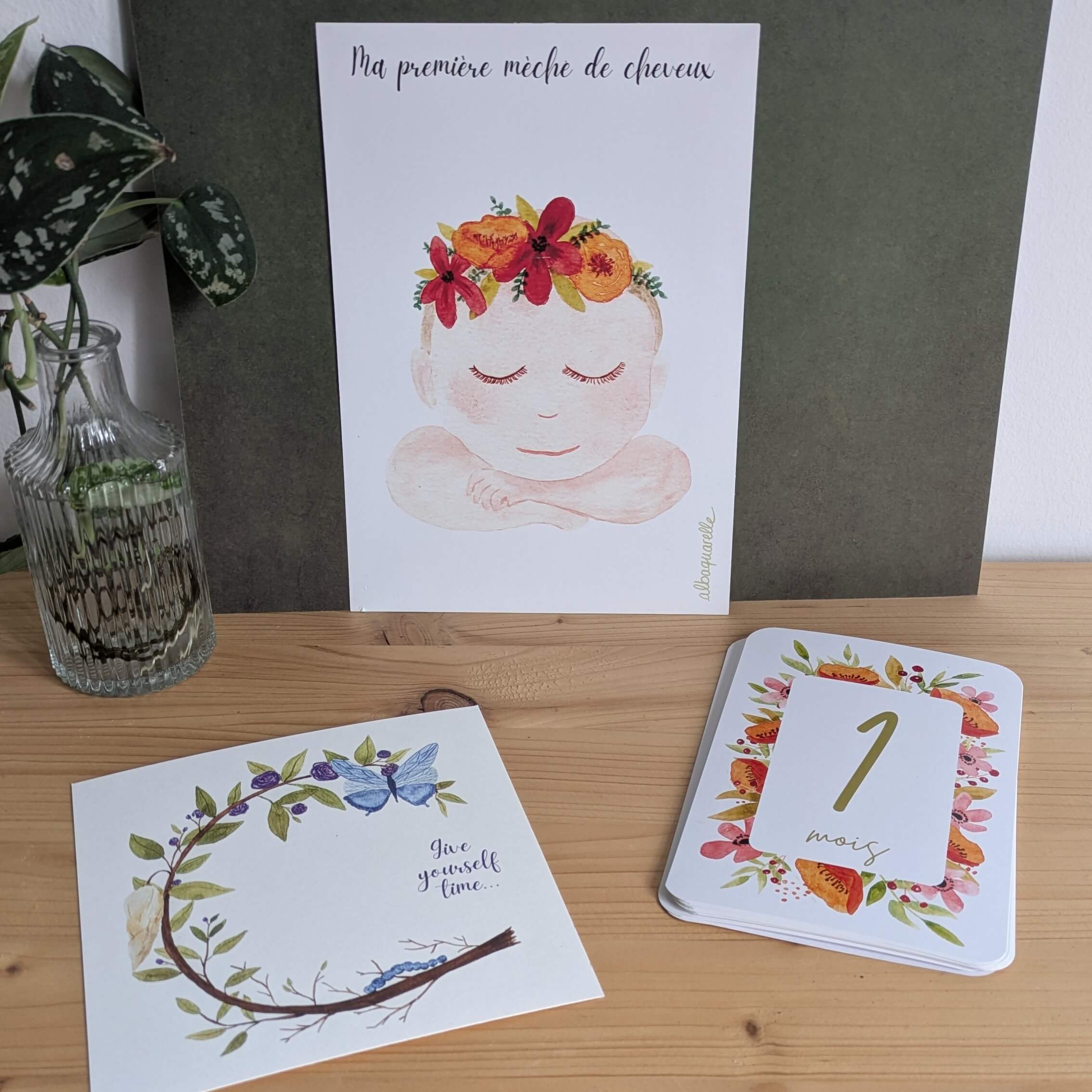 coffret doux souvenirs, coffret cadeau d'illustrations pour la fête des mères pour garder les premiers souvenirs de bébé
